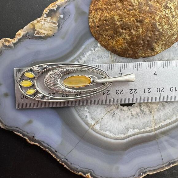 Carolyn Pollack Sterling Silver & Brass Yellow Mother of Pearl Enhancer Pendant - Picture 10 of 10